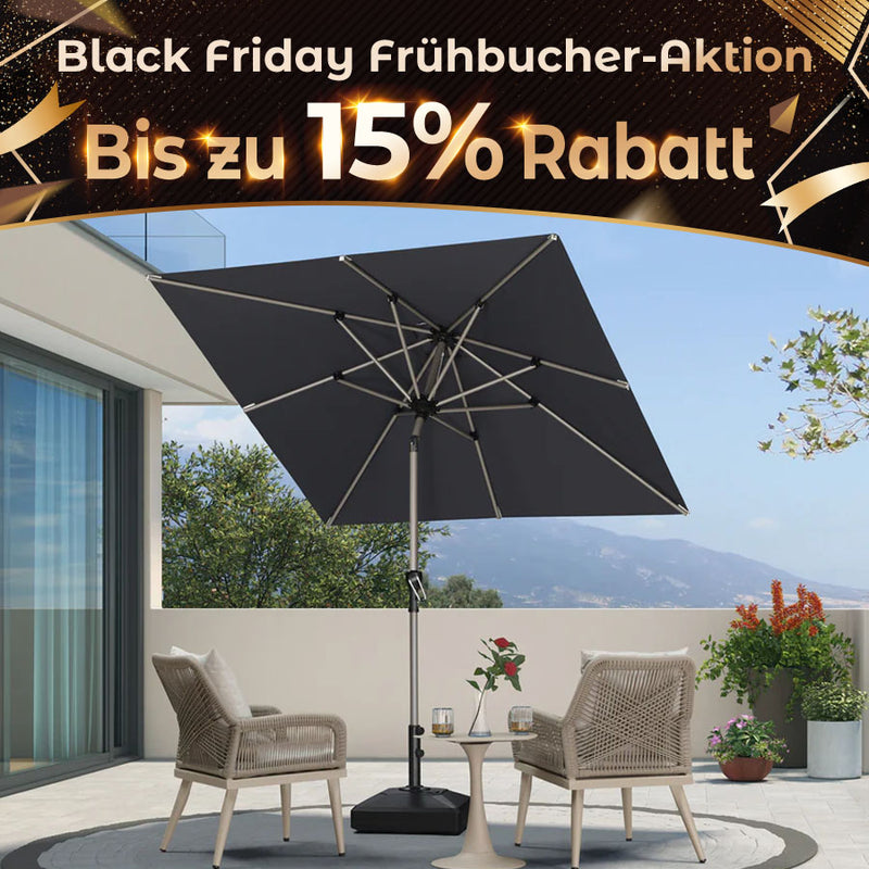 PURPLE LEAF Sonnenschirm Alu Gartenschirm Mit 30° Neigung Terrassenschirm Tischschirm Wasserdichter Mittelstockschirme für Market