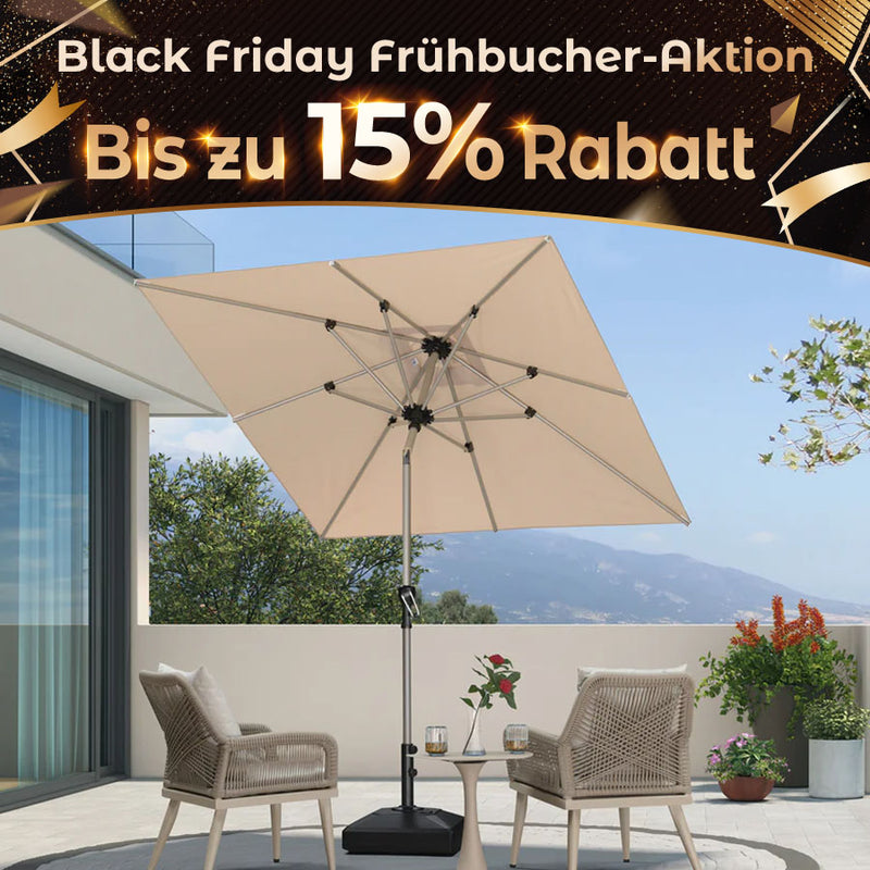 PURPLE LEAF Sonnenschirm Alu Gartenschirm Mit 30° Neigung Terrassenschirm Tischschirm Wasserdichter Mittelstockschirme für Market