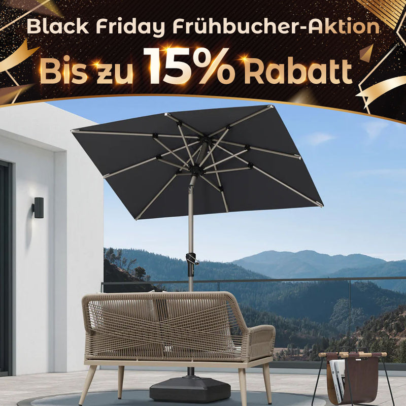 PURPLE LEAF Sonnenschirm Alu Gartenschirm Mit 30° Neigung Terrassenschirm Tischschirm Wasserdichter Mittelstockschirme für Market