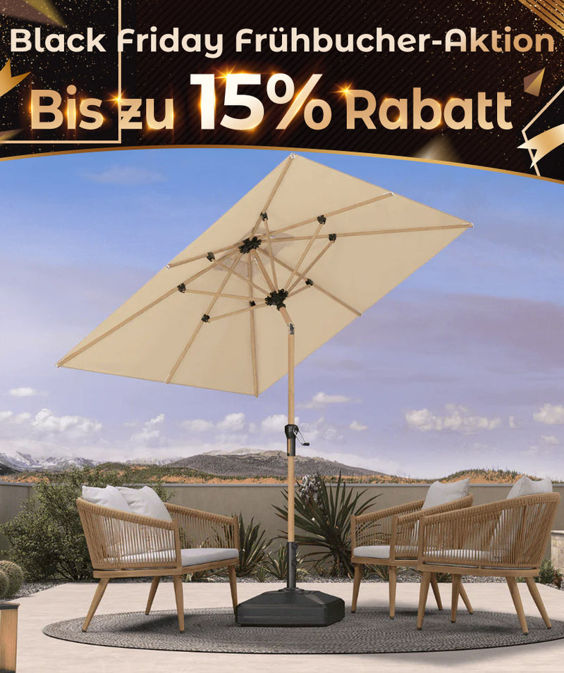 PURPLE LEAF Holzoptik Sonnenschirm Mittelsäulenschirm aus Aluminium Marktschirm für Balkon Market Garten