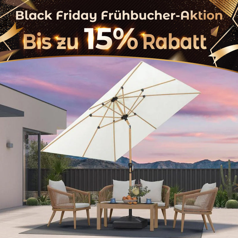 PURPLE LEAF Holzoptik Sonnenschirm Mittelsäulenschirm aus Aluminium Marktschirm für Balkon Market Garten