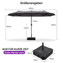 PURPLE LEAF Doppelseitiger, rechteckiger Marktschirm mit Standfuß für Terrasse & Garten