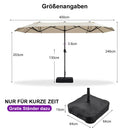 PURPLE LEAF Doppelseitiger, rechteckiger Marktschirm mit Standfuß für Terrasse & Garten