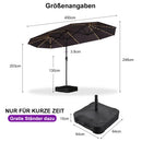 PURPLE LEAF Doppelseitiger Sonnenschirm mit LED-Beleuchtung – inklusive Sockel für den Außenbereich