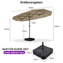 PURPLE LEAF Doppelseitiger Sonnenschirm mit LED-Beleuchtung – inklusive Sockel für den Außenbereich