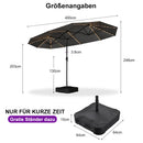 PURPLE LEAF Doppelseitiger Sonnenschirm mit LED-Beleuchtung – inklusive Sockel für den Außenbereich