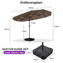 PURPLE LEAF Doppelseitiger Sonnenschirm mit LED-Beleuchtung – inklusive Sockel für den Außenbereich