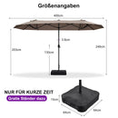 PURPLE LEAF Doppelseitiger, rechteckiger Marktschirm mit Standfuß für Terrasse & Garten