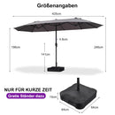 PURPLE LEAF Doppelseitiger, rechteckiger Marktschirm mit Standfuß für Terrasse & Garten