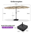 PURPLE LEAF Doppelseitiger, rechteckiger Marktschirm mit Standfuß für Terrasse & Garten