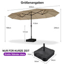 PURPLE LEAF Doppelseitiger Sonnenschirm mit LED-Beleuchtung – inklusive Sockel für den Außenbereich