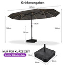 PURPLE LEAF Doppelseitiger Sonnenschirm mit LED-Beleuchtung – inklusive Sockel für den Außenbereich