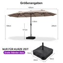 PURPLE LEAF Doppelseitiger, rechteckiger Marktschirm mit Standfuß für Terrasse & Garten