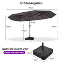 PURPLE LEAF Doppelseitiger, rechteckiger Marktschirm mit Standfuß für Terrasse & Garten
