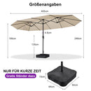PURPLE LEAF Doppelseitiger, rechteckiger Marktschirm mit Standfuß für Terrasse & Garten