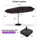 PURPLE LEAF Doppelseitiger Sonnenschirm mit LED-Beleuchtung – inklusive Sockel für den Außenbereich