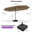 PURPLE LEAF Doppelseitiger Sonnenschirm mit LED-Beleuchtung – inklusive Sockel für den Außenbereich
