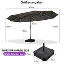 PURPLE LEAF Doppelseitiger Sonnenschirm mit LED-Beleuchtung – inklusive Sockel für den Außenbereich
