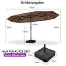 PURPLE LEAF Doppelseitiger Sonnenschirm mit LED-Beleuchtung – inklusive Sockel für den Außenbereich