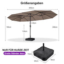 PURPLE LEAF Doppelseitiger, rechteckiger Marktschirm mit Standfuß für Terrasse & Garten