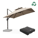 PURPLE LEAF Doppeldach-Kantilever-Terrassenschirm mit Schirmständer UV50+ Verblasungsbeständiger Outdoor-Sonnenschirm