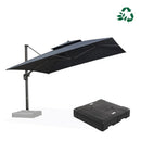 PURPLE LEAF Doppeldach-Kantilever-Terrassenschirm mit Schirmständer UV50+ Verblasungsbeständiger Outdoor-Sonnenschirm