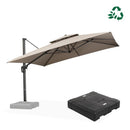 PURPLE LEAF Doppeldach-Kantilever-Terrassenschirm mit Schirmständer UV50+ Verblasungsbeständiger Outdoor-Sonnenschirm