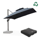 PURPLE LEAF Doppeldach-Kantilever-Terrassenschirm mit Schirmständer UV50+ Verblasungsbeständiger Outdoor-Sonnenschirm