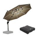 PURPLE LEAF Runder Sonnenschirm mit LED-Solarbeleuchtung und Schirmständer
