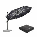 PURPLE LEAF Runder Sonnenschirm mit LED-Solarbeleuchtung und Schirmständer
