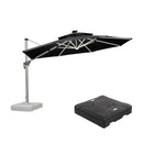PURPLE LEAF Runder Sonnenschirm mit LED-Solarbeleuchtung und Schirmständer
