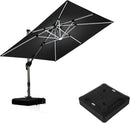 PURPLE LEAF Quadratischer Sonnenschirm mit LED-Solarbeleuchtung und Schirmständer