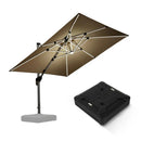 PURPLE LEAF Quadratischer Sonnenschirm mit LED-Solarbeleuchtung und Schirmständer