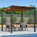 PURPLE LEAF Einziehbare Aluminium Pergola für den Außenbereich mit Sonnenschutzdach, Terrasse, Unterstand für Hinterhof, Metallgrill-Pavillon-PRG