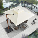 PURPLE LEAF Garten Sonnenschirm, quadratischer Alu Holzoptik Ampelschirm Überhang mit Kurbelgriff und Neigung für Balkon