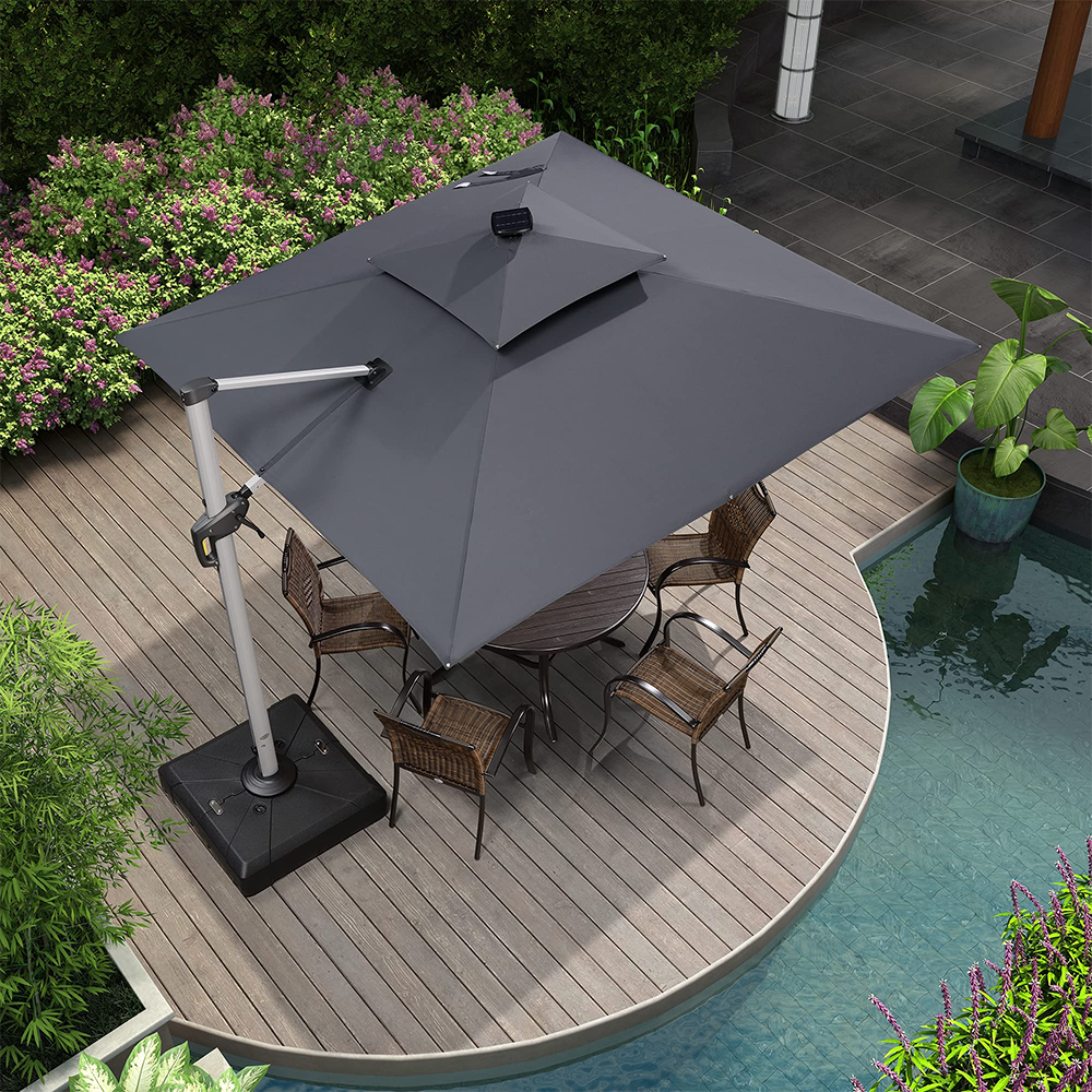 PURPLE LEAF Sonnenschirm Balkon Ampelschirm Drehbar Neigbar Kippbar ...