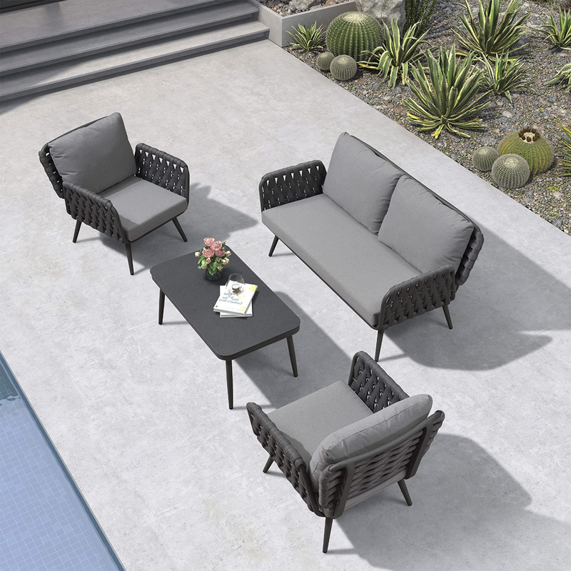 PURPLE LEAF  Alu Gartenlounge Terrassenmöbel mit Couchtisch Loungemöbel Terrasse Sitzgruppe mit Stuhlkissen